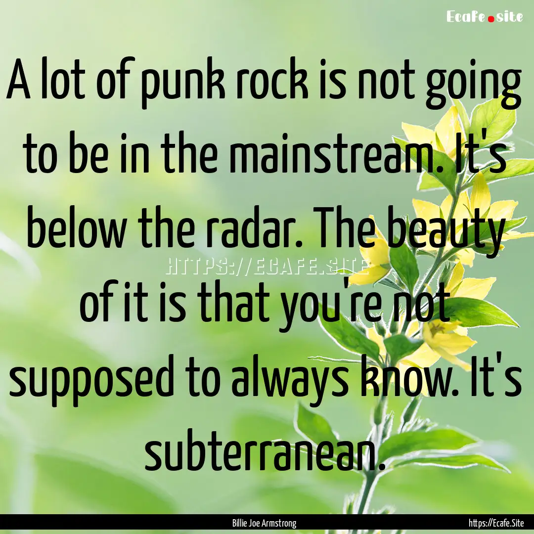 A lot of punk rock is not going to be in.... : Quote by Billie Joe Armstrong