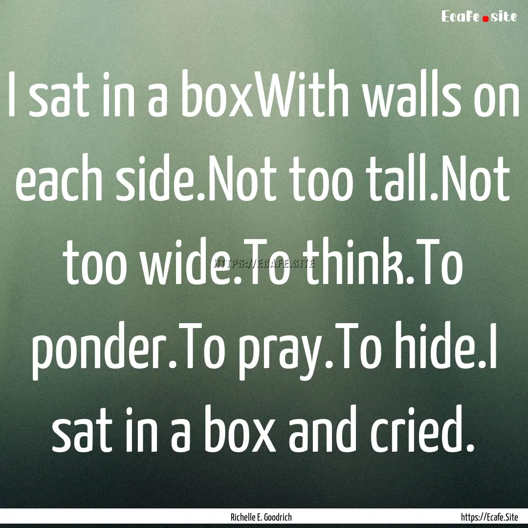 I sat in a boxWith walls on each side.Not.... : Quote by Richelle E. Goodrich