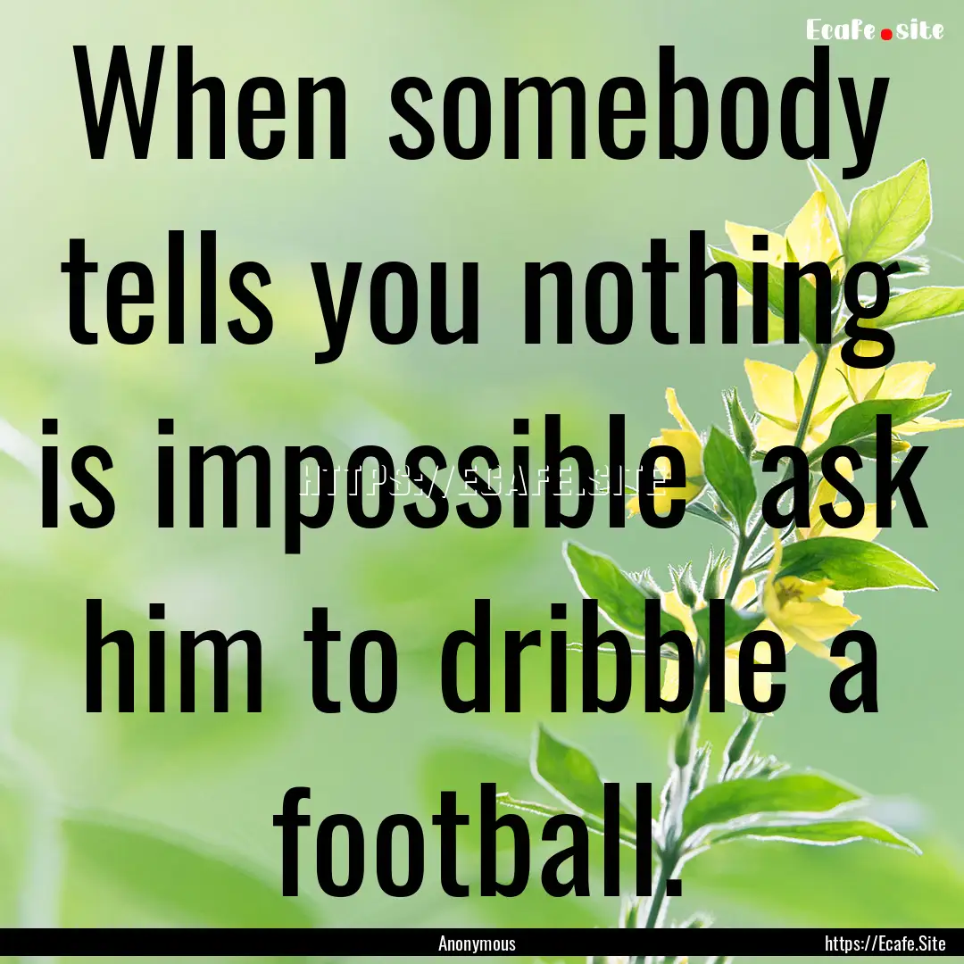 When somebody tells you nothing is impossible.... : Quote by Anonymous