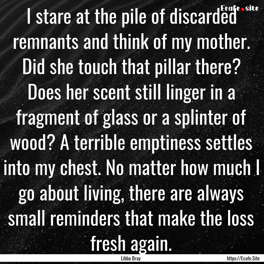 I stare at the pile of discarded remnants.... : Quote by Libba Bray