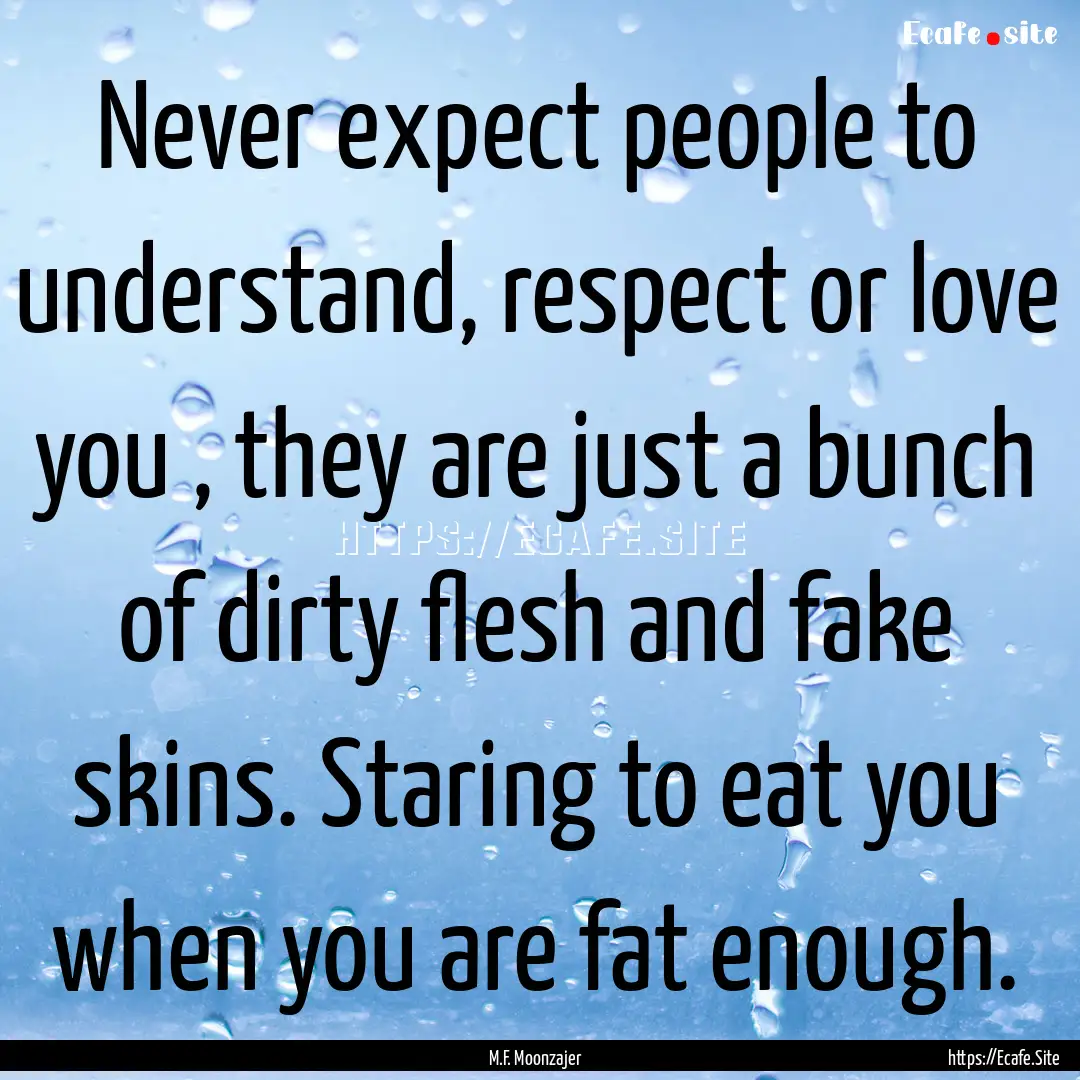 Never expect people to understand, respect.... : Quote by M.F. Moonzajer