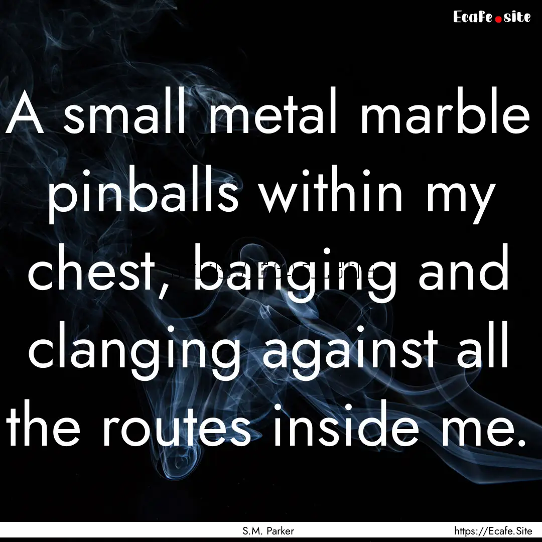 A small metal marble pinballs within my chest,.... : Quote by S.M. Parker