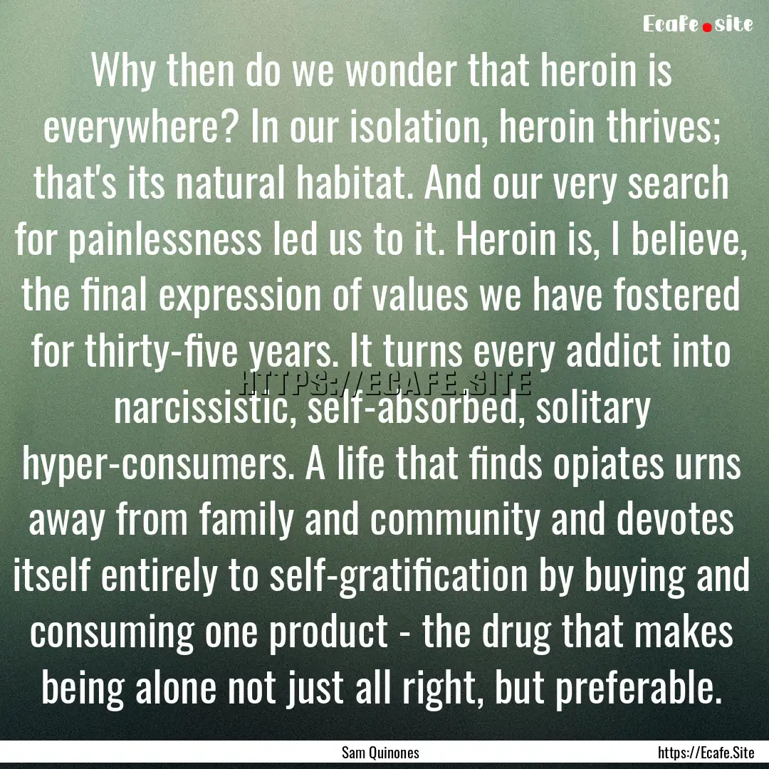 Why then do we wonder that heroin is everywhere?.... : Quote by Sam Quinones