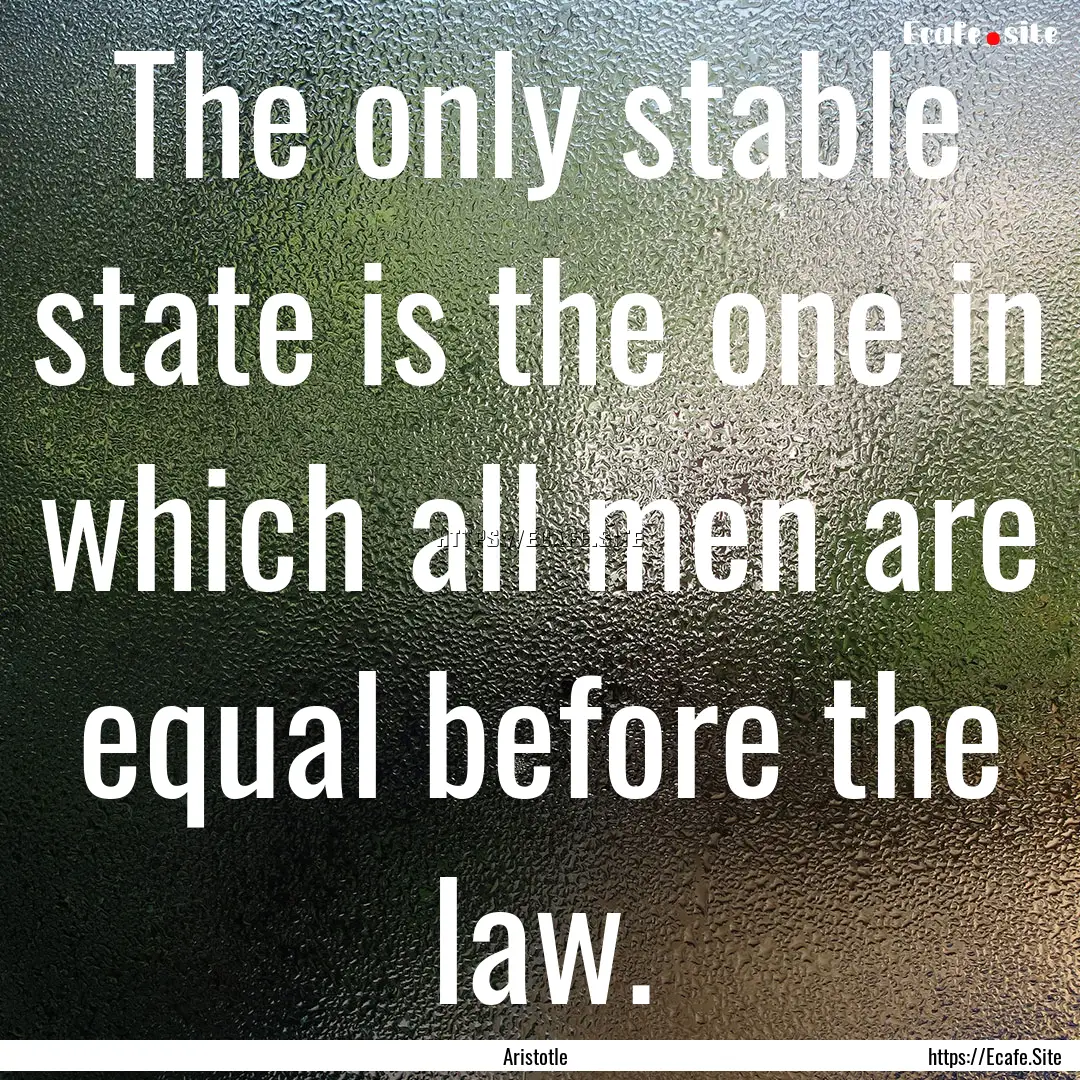 The only stable state is the one in which.... : Quote by Aristotle