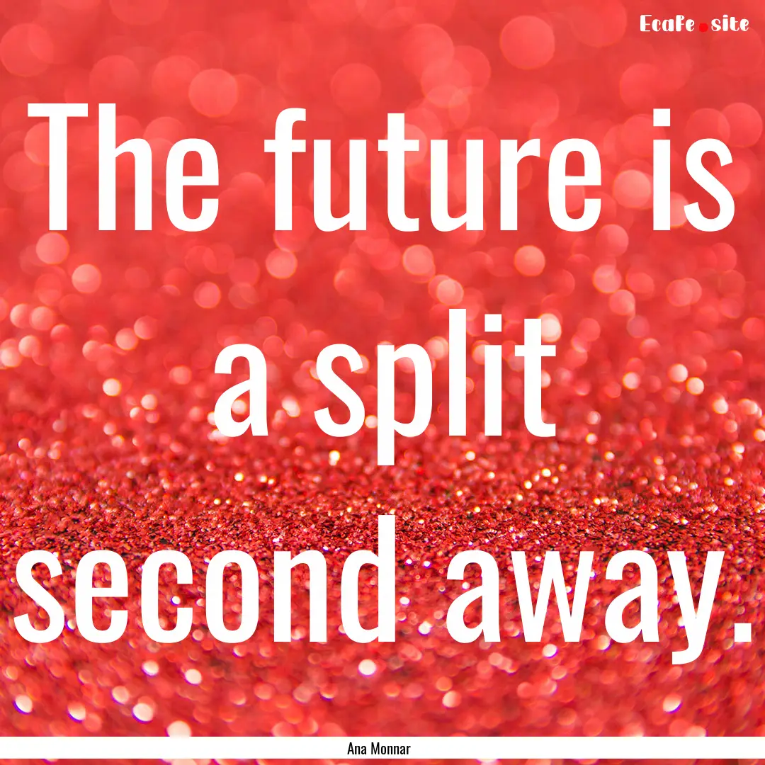 The future is a split second away. : Quote by Ana Monnar