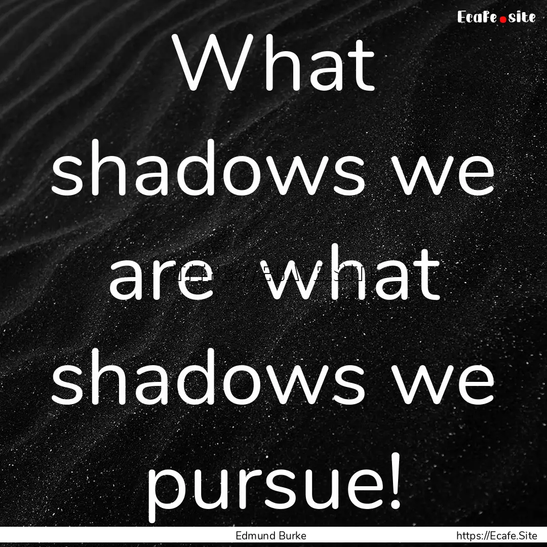 What shadows we are what shadows we pursue!.... : Quote by Edmund Burke