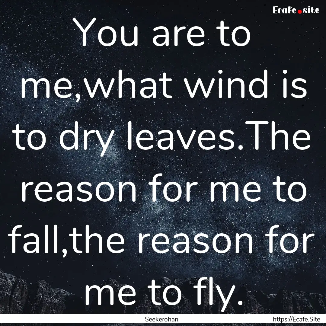 You are to me,what wind is to dry leaves.The.... : Quote by Seekerohan