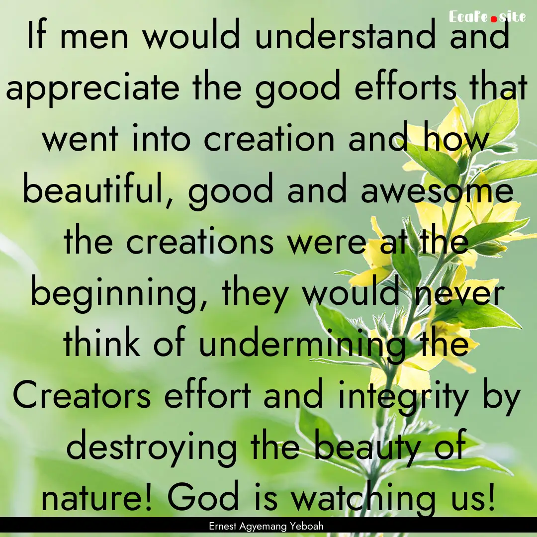 If men would understand and appreciate the.... : Quote by Ernest Agyemang Yeboah