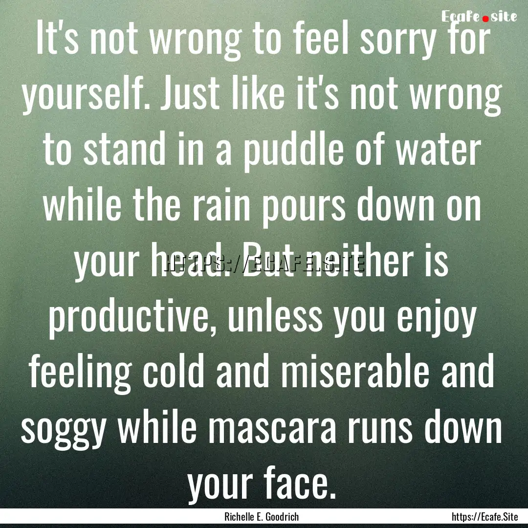 It's not wrong to feel sorry for yourself..... : Quote by Richelle E. Goodrich