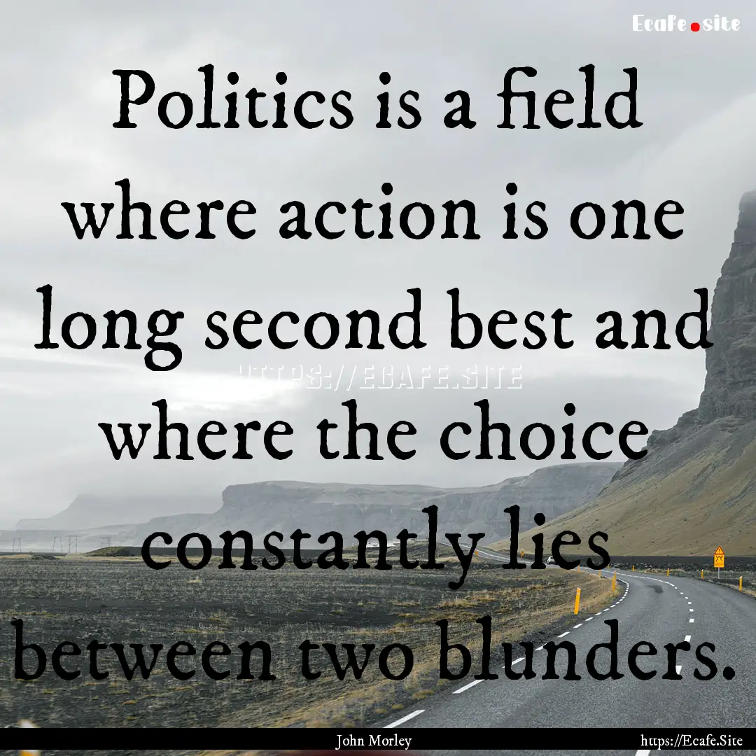 Politics is a field where action is one long.... : Quote by John Morley