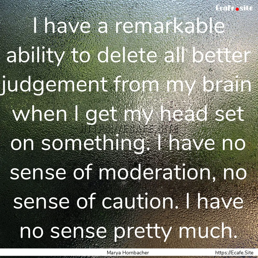 I have a remarkable ability to delete all.... : Quote by Marya Hornbacher