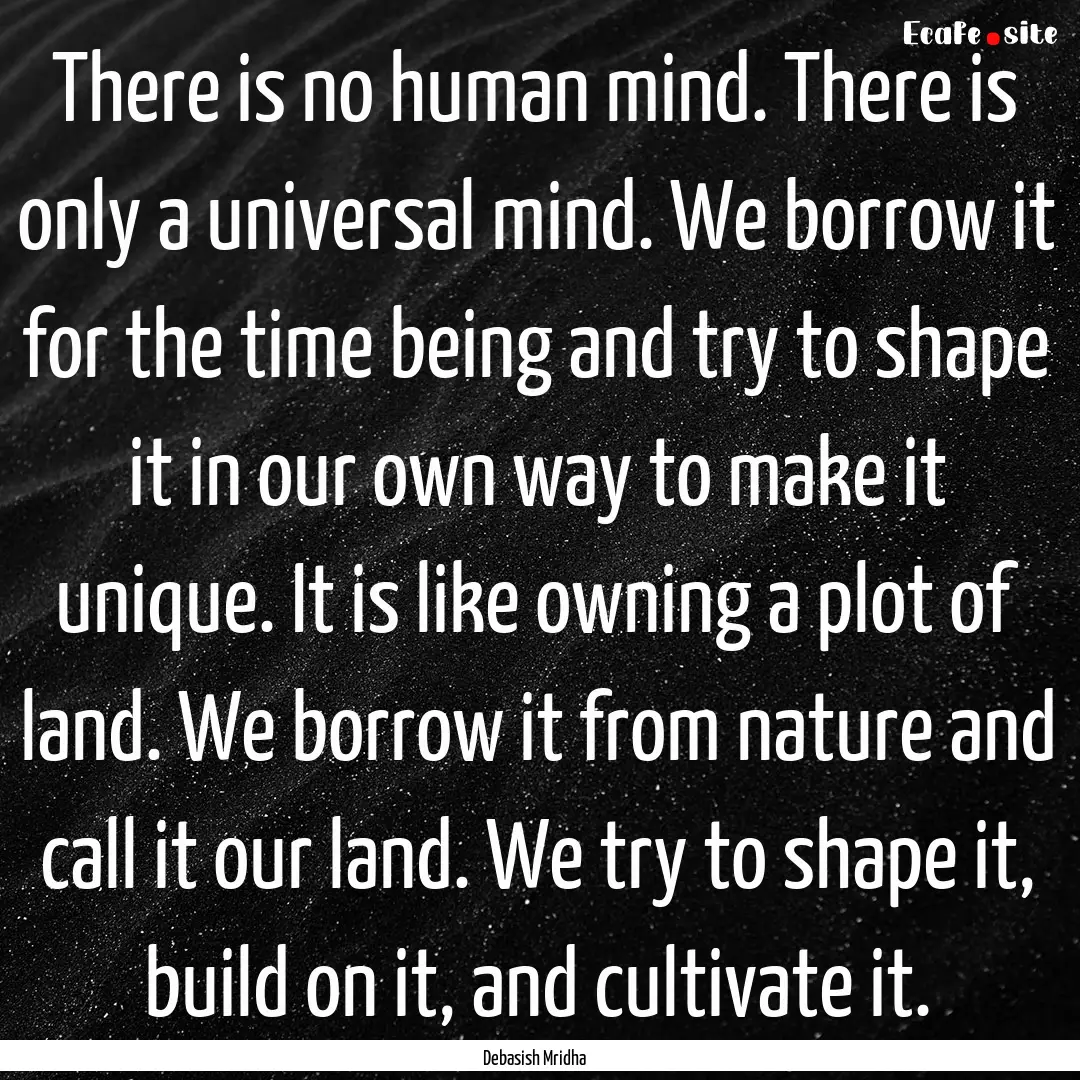 There is no human mind. There is only a universal.... : Quote by Debasish Mridha