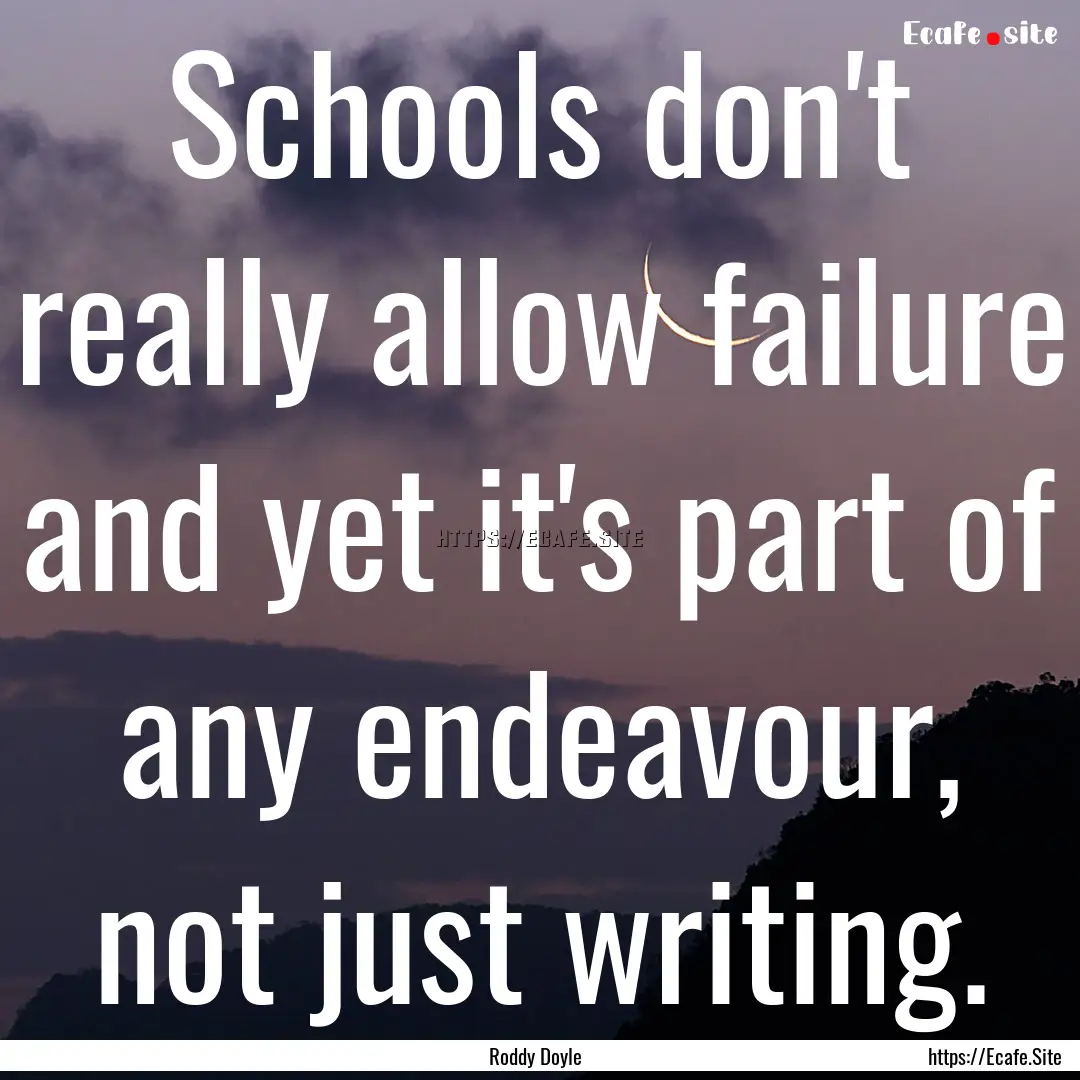 Schools don't really allow failure and yet.... : Quote by Roddy Doyle