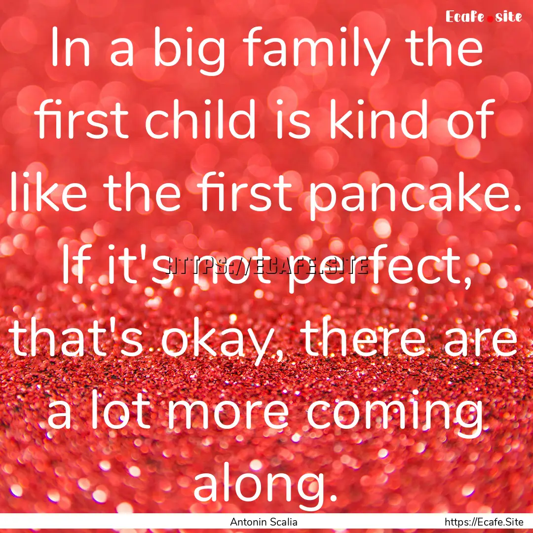 In a big family the first child is kind of.... : Quote by Antonin Scalia