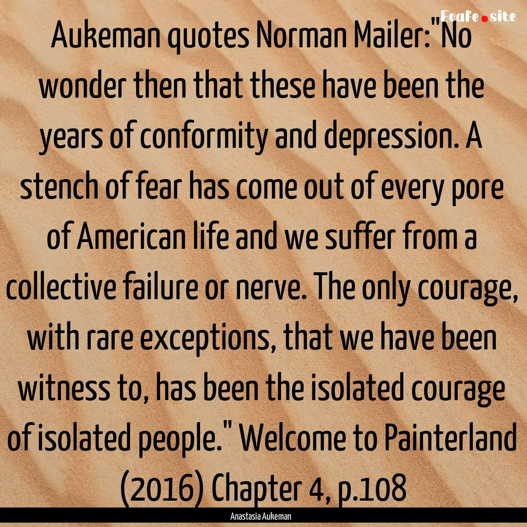 Aukeman quotes Norman Mailer: