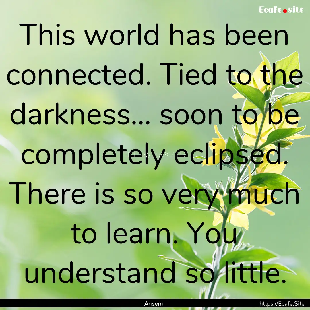 This world has been connected. Tied to the.... : Quote by Ansem