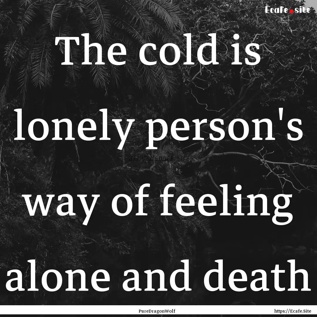 The cold is lonely person's way of feeling.... : Quote by PureDragonWolf