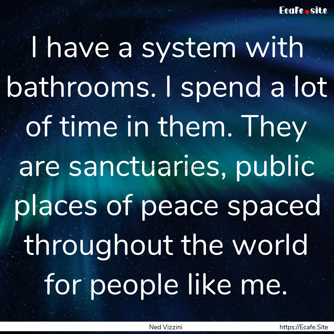 I have a system with bathrooms. I spend a.... : Quote by Ned Vizzini