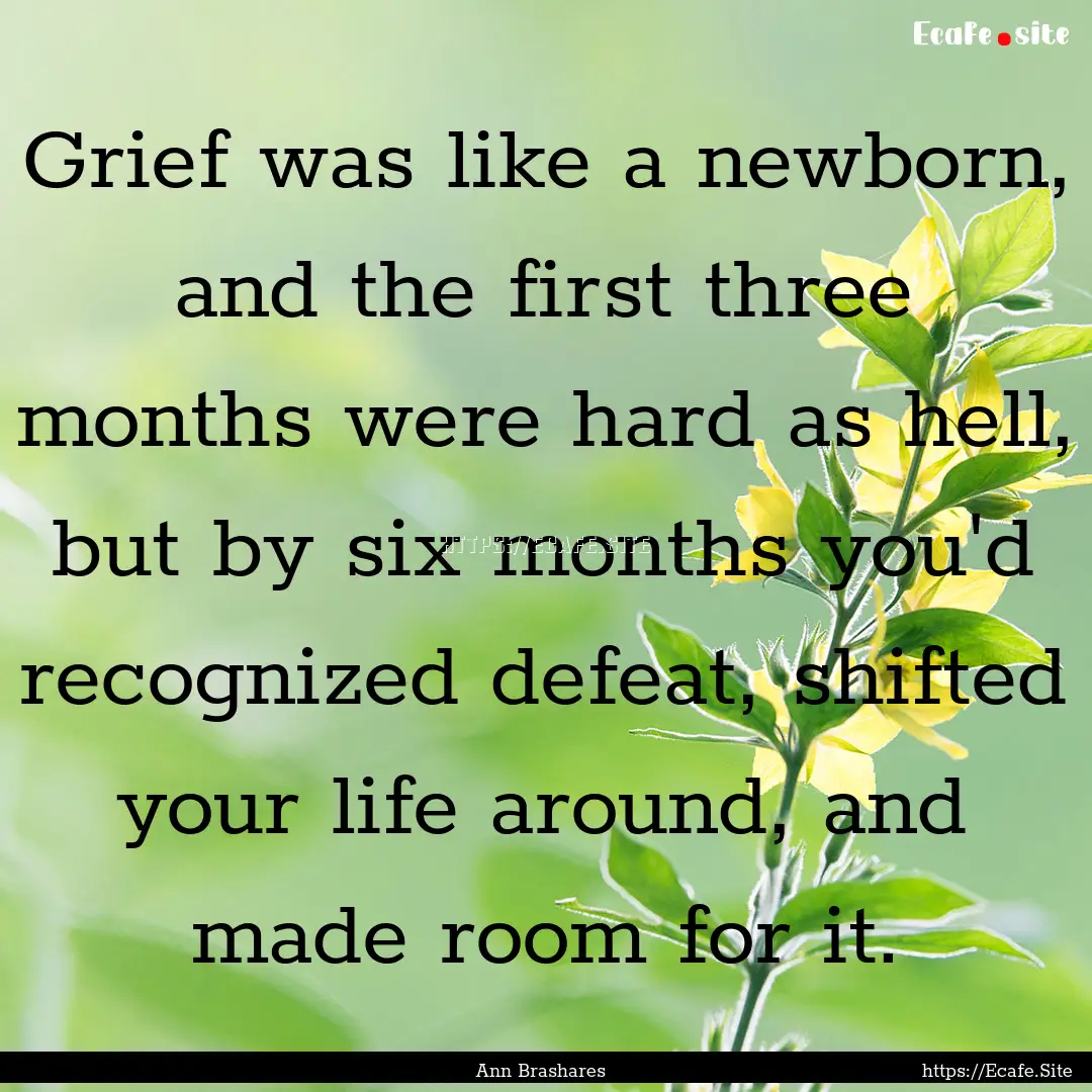 Grief was like a newborn, and the first three.... : Quote by Ann Brashares