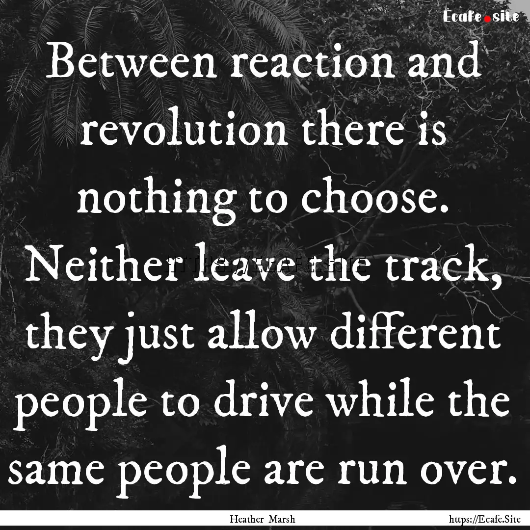 Between reaction and revolution there is.... : Quote by Heather Marsh