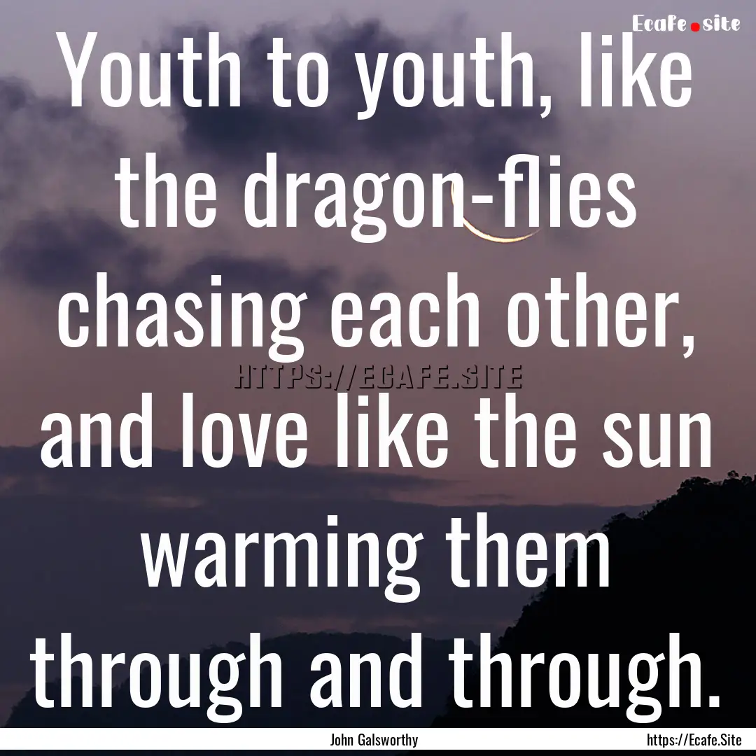 Youth to youth, like the dragon-flies chasing.... : Quote by John Galsworthy