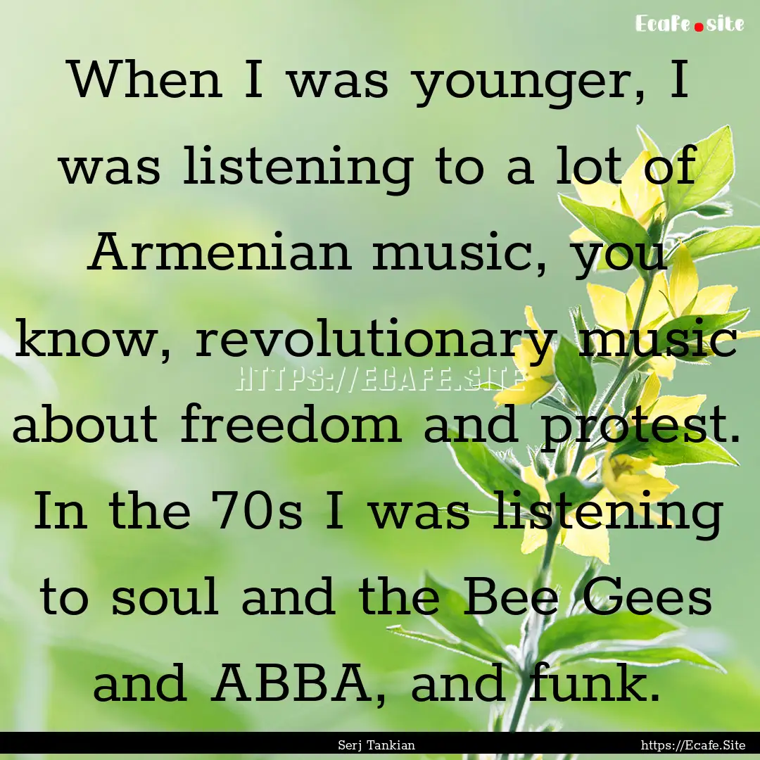 When I was younger, I was listening to a.... : Quote by Serj Tankian