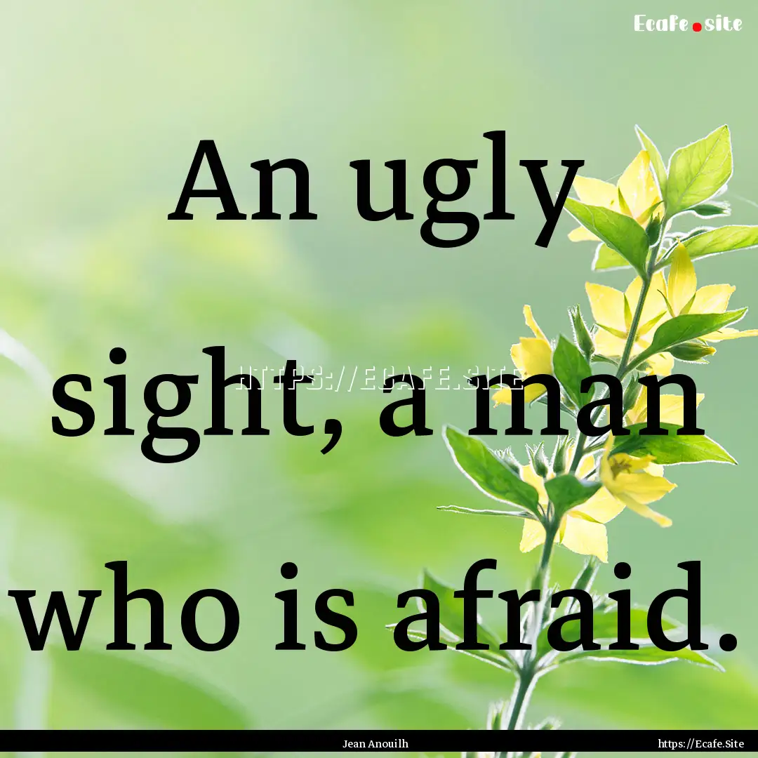 An ugly sight, a man who is afraid. : Quote by Jean Anouilh