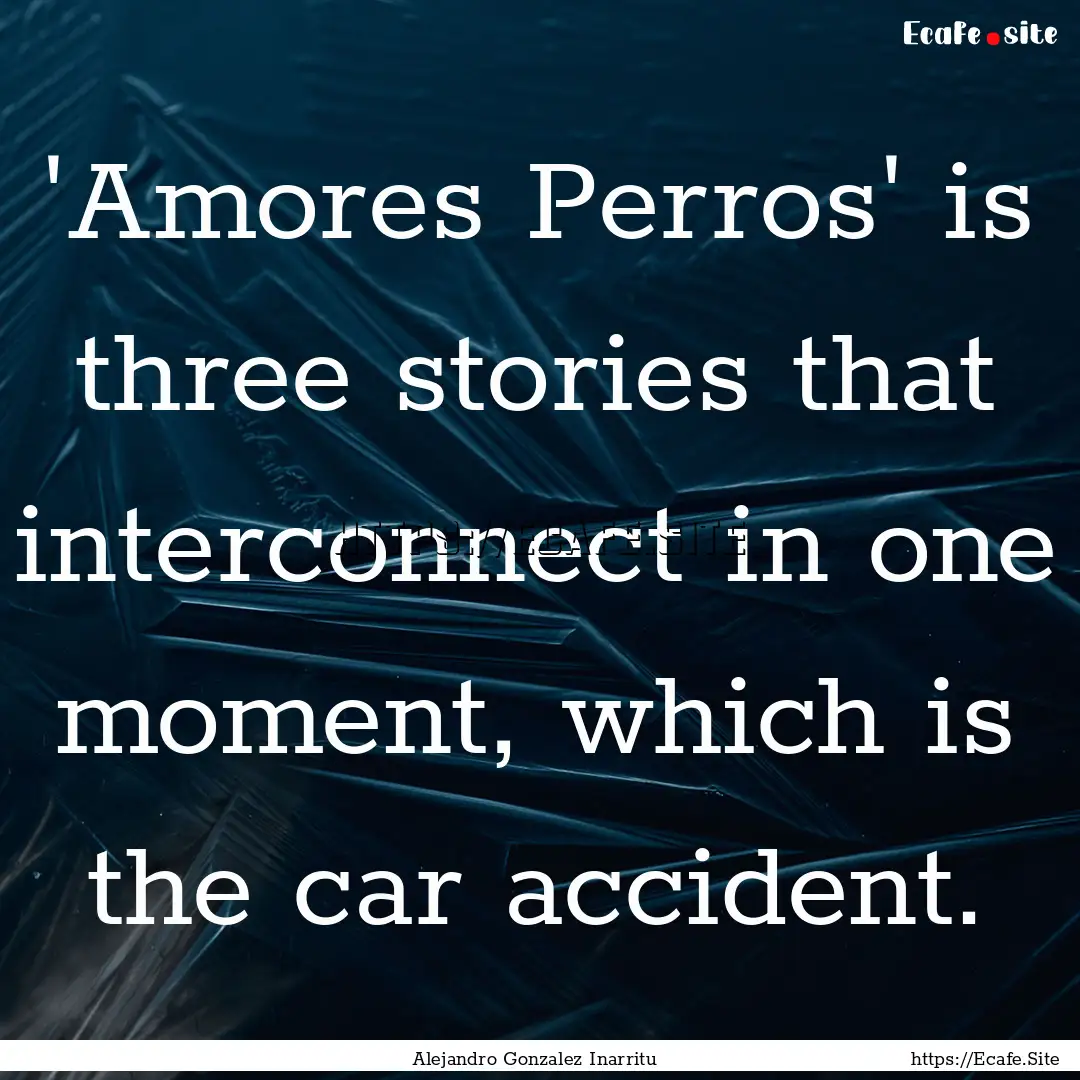 'Amores Perros' is three stories that interconnect.... : Quote by Alejandro Gonzalez Inarritu