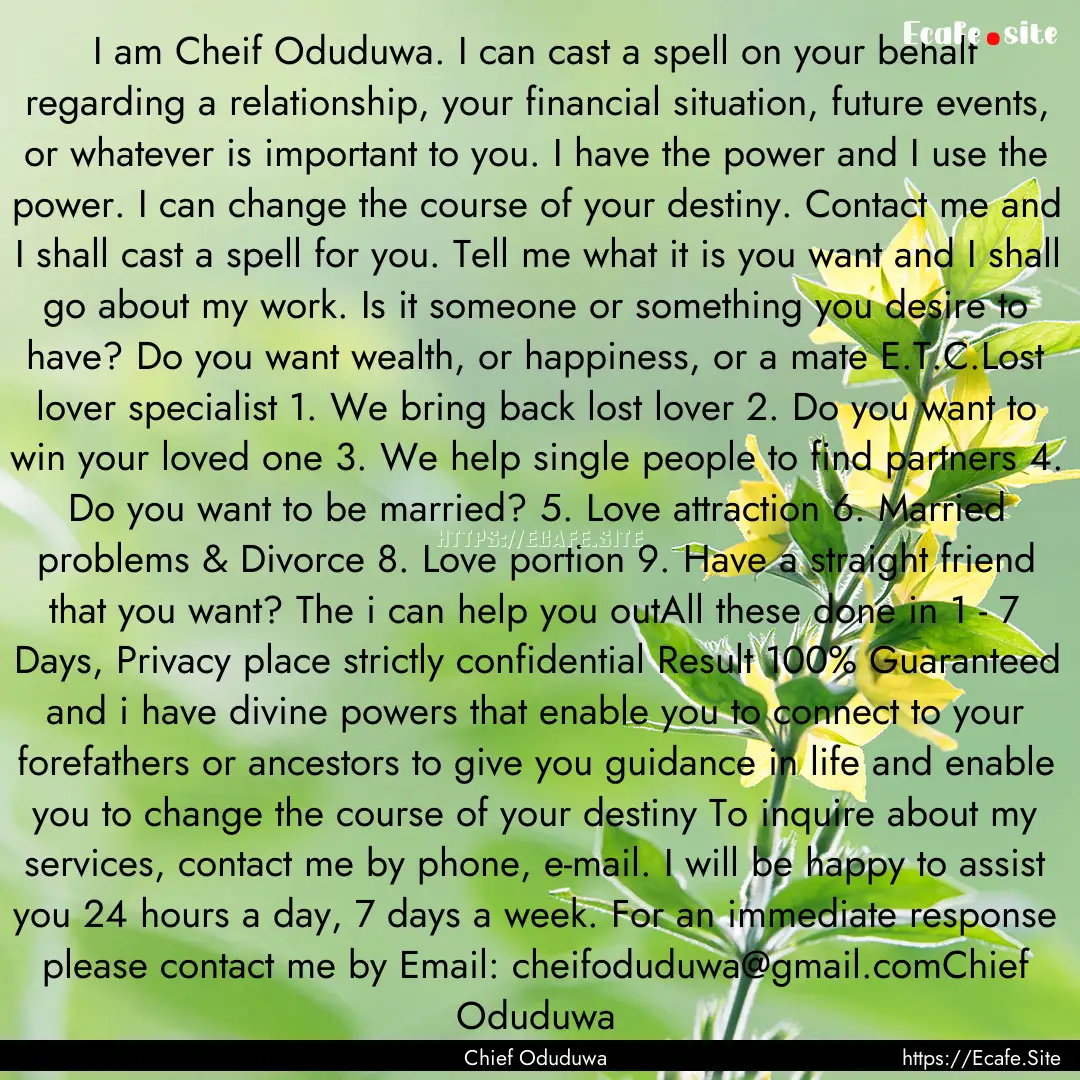 I am Cheif Oduduwa. I can cast a spell on.... : Quote by Chief Oduduwa