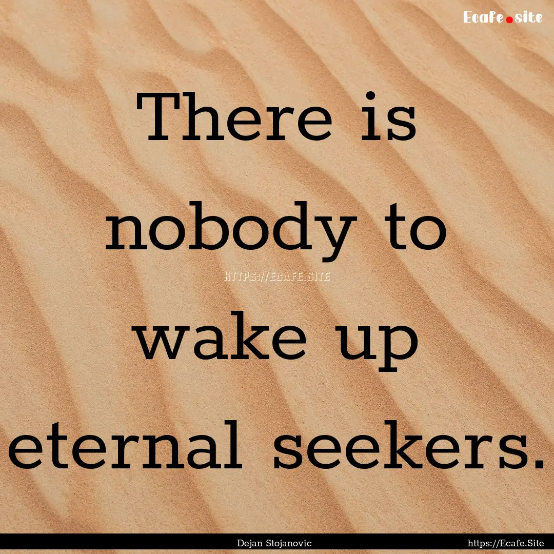 There is nobody to wake up eternal seekers..... : Quote by Dejan Stojanovic