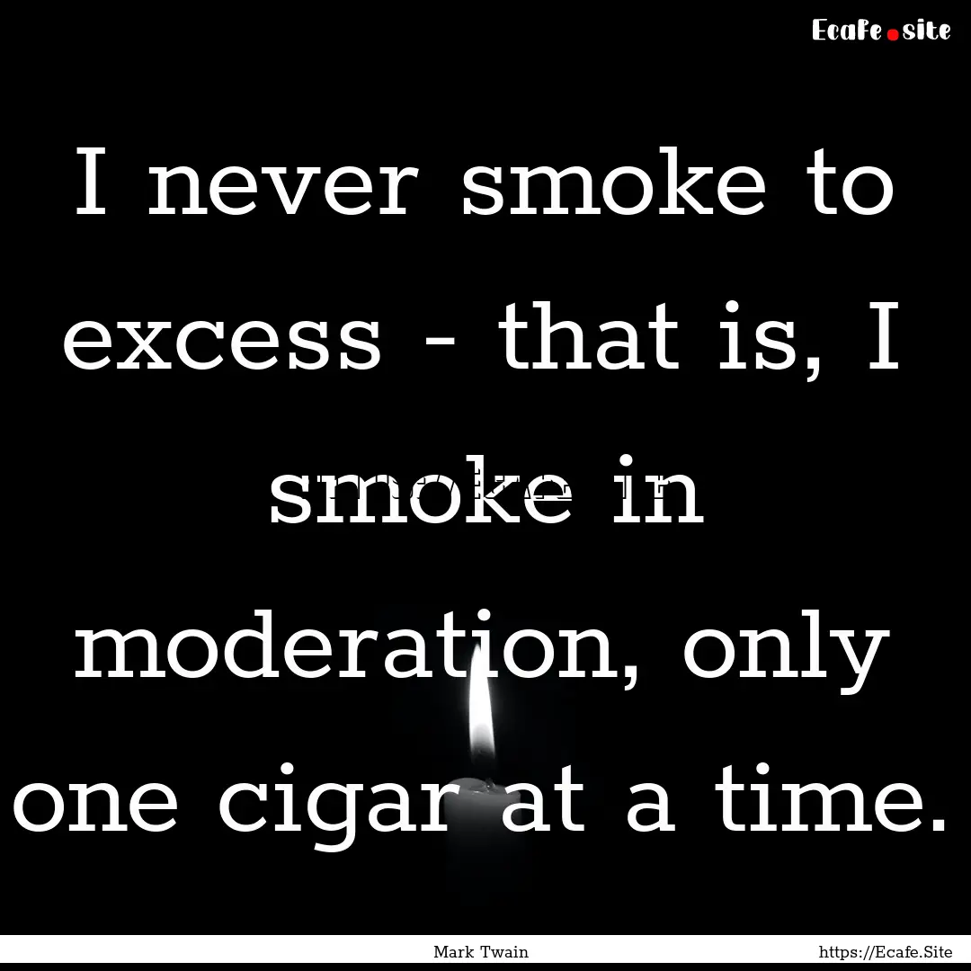 I never smoke to excess - that is, I smoke.... : Quote by Mark Twain