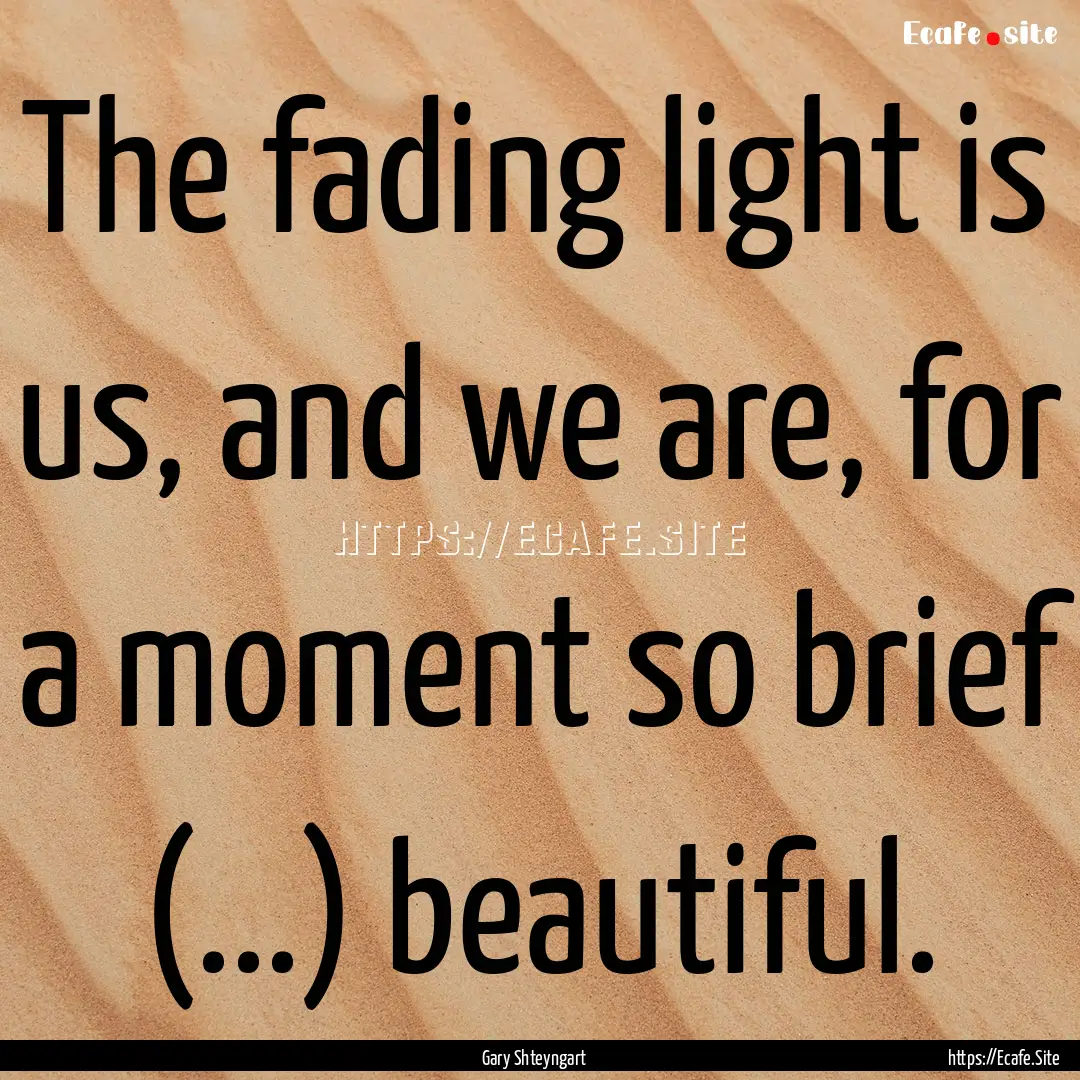 The fading light is us, and we are, for a.... : Quote by Gary Shteyngart