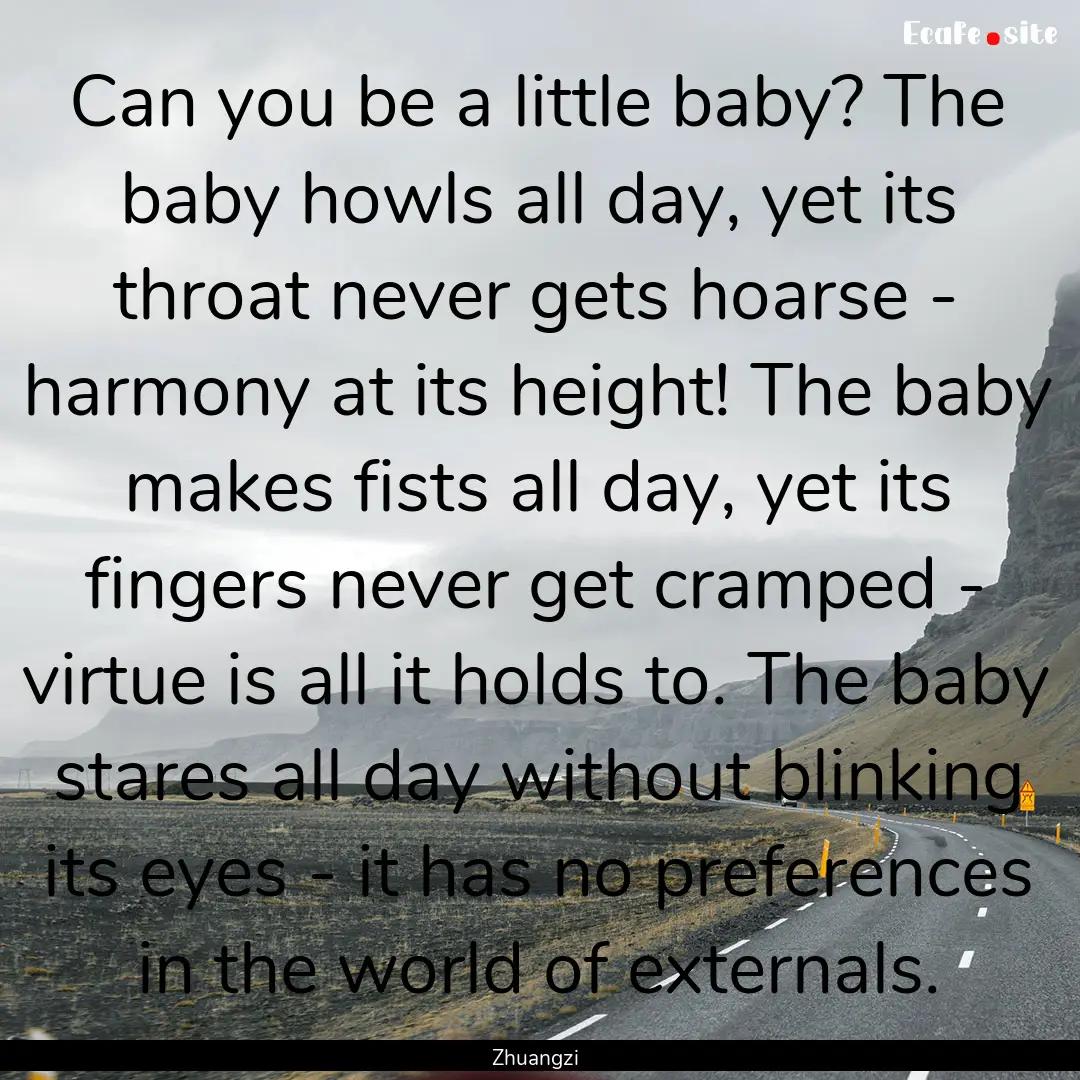 Can you be a little baby? The baby howls.... : Quote by Zhuangzi