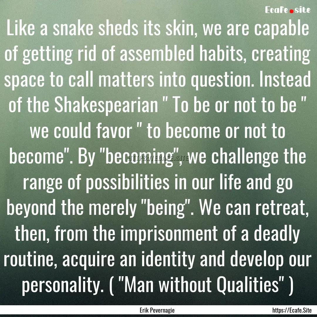 Like a snake sheds its skin, we are capable.... : Quote by Erik Pevernagie