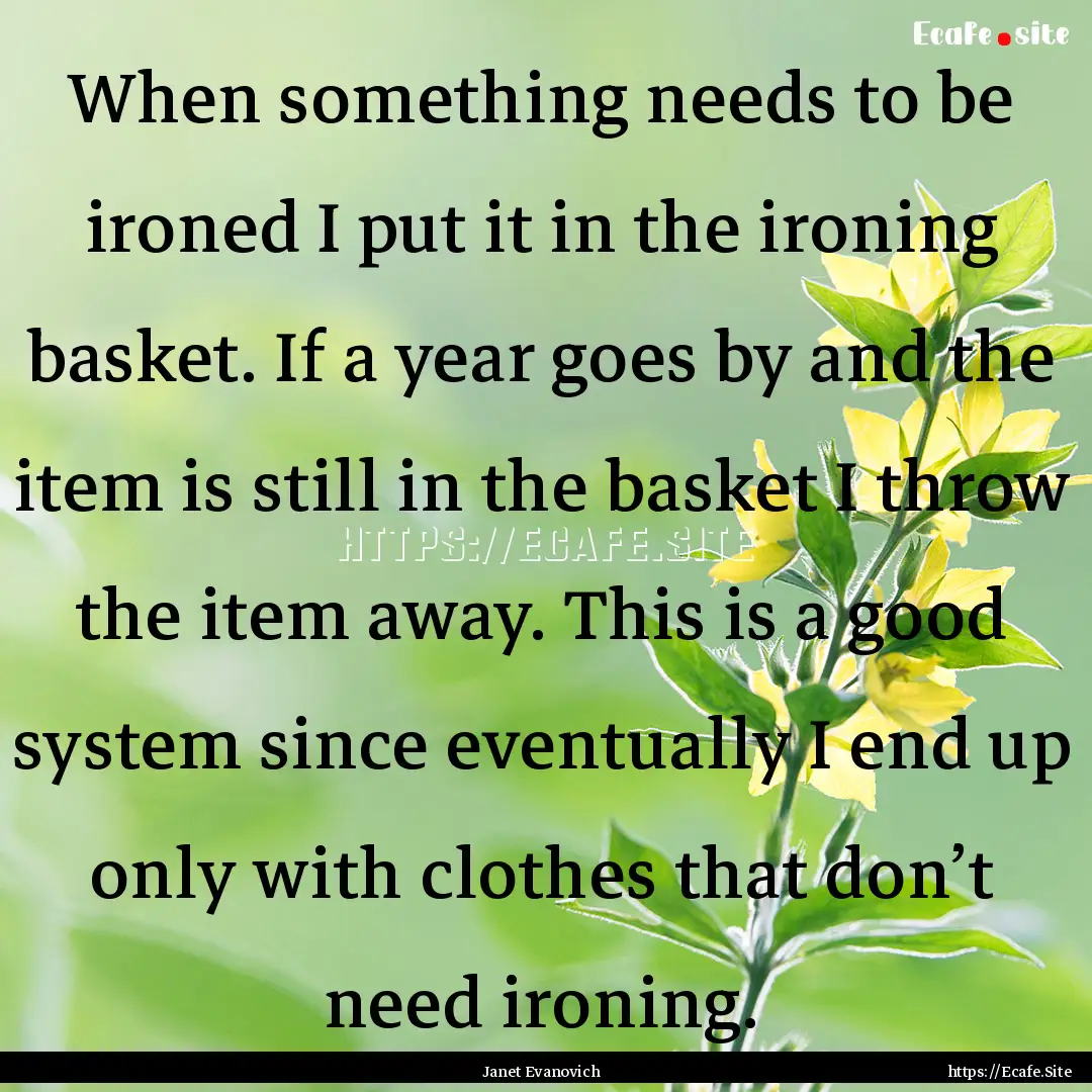 When something needs to be ironed I put it.... : Quote by Janet Evanovich