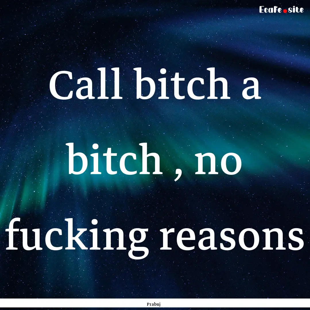 Call bitch a bitch , no fucking reasons : Quote by Prabuj