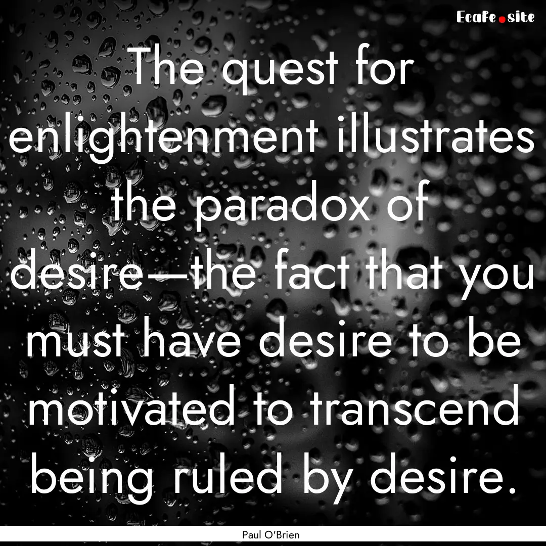 The quest for enlightenment illustrates the.... : Quote by Paul O'Brien