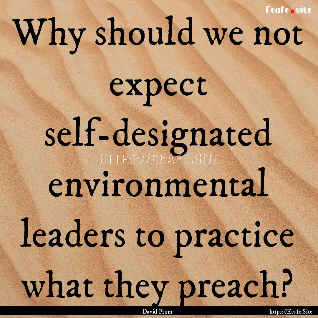 Why should we not expect self-designated.... : Quote by David Frum