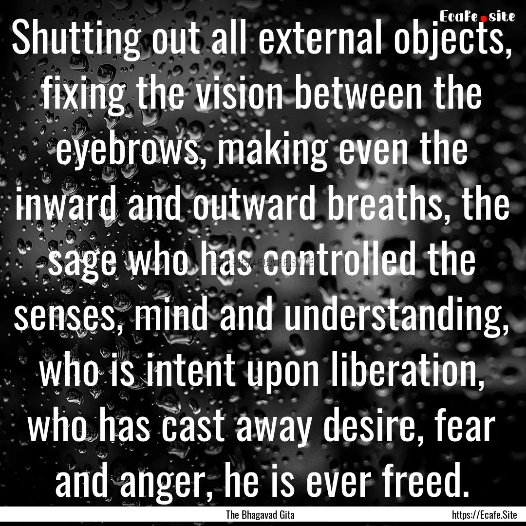 Shutting out all external objects, fixing.... : Quote by The Bhagavad Gita