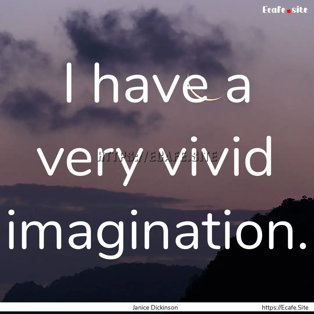 I have a very vivid imagination. : Quote by Janice Dickinson