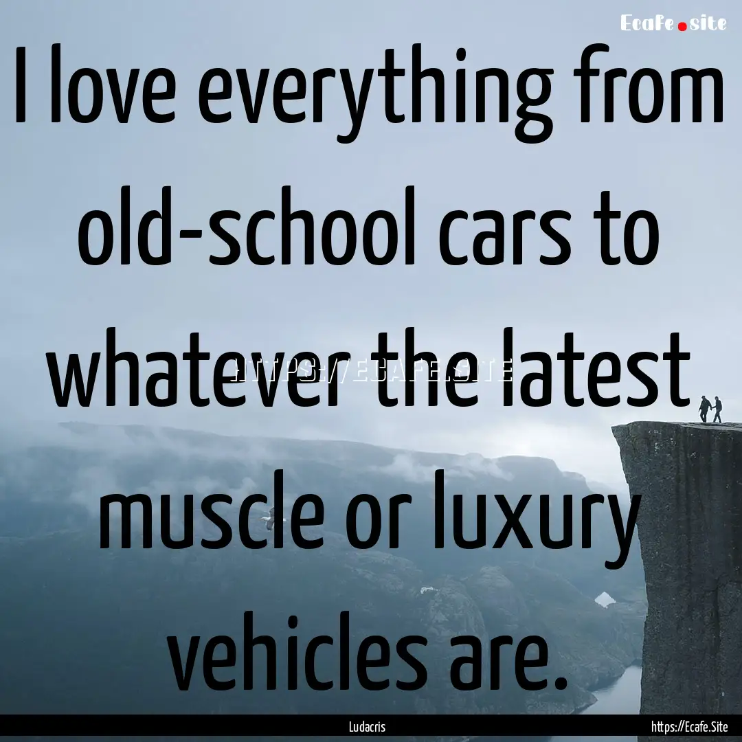 I love everything from old-school cars to.... : Quote by Ludacris