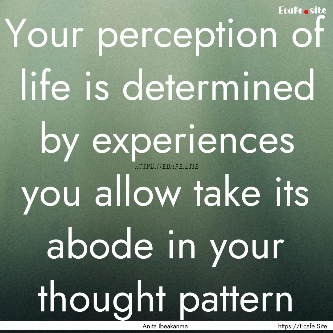 Your perception of life is determined by.... : Quote by Anita Ibeakanma