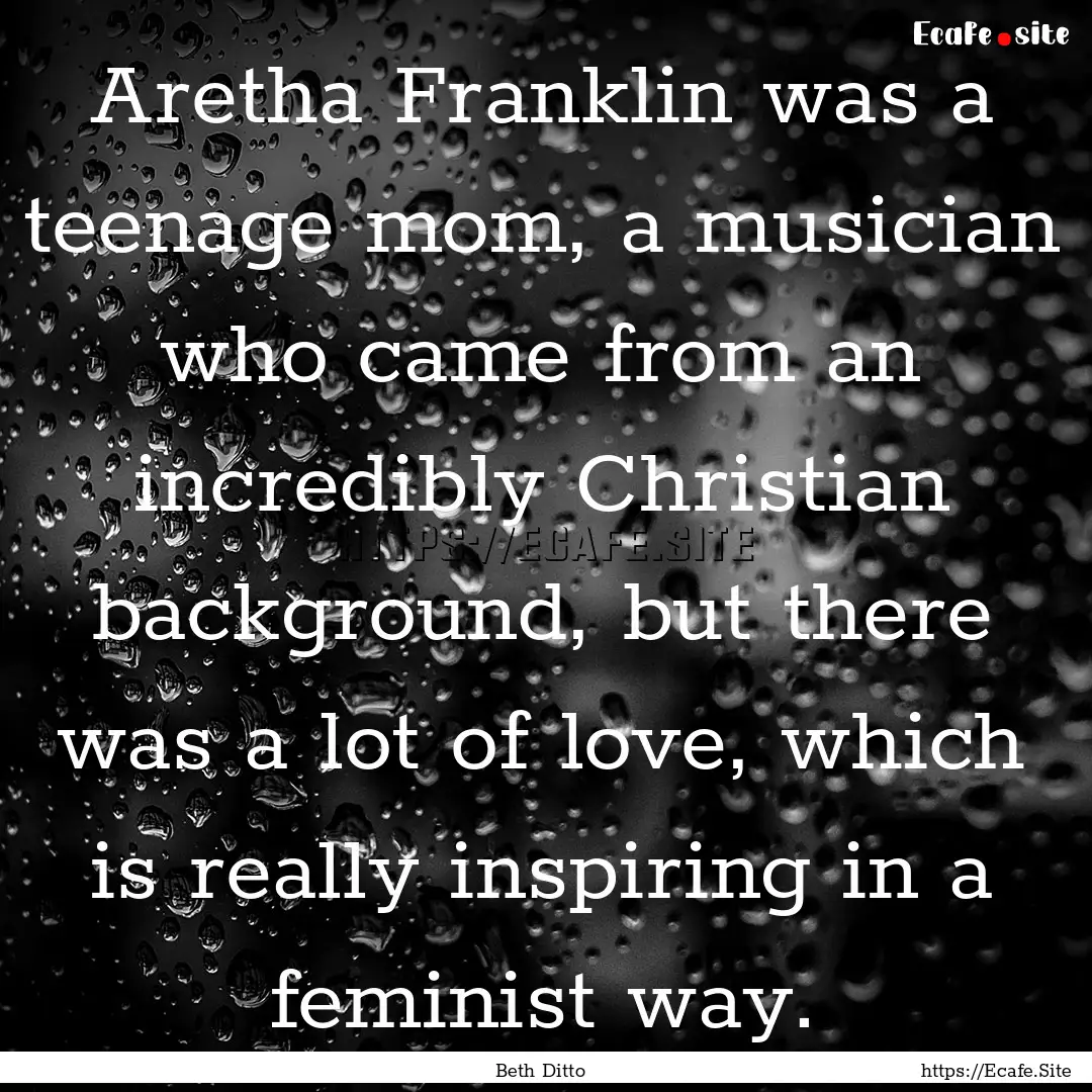 Aretha Franklin was a teenage mom, a musician.... : Quote by Beth Ditto