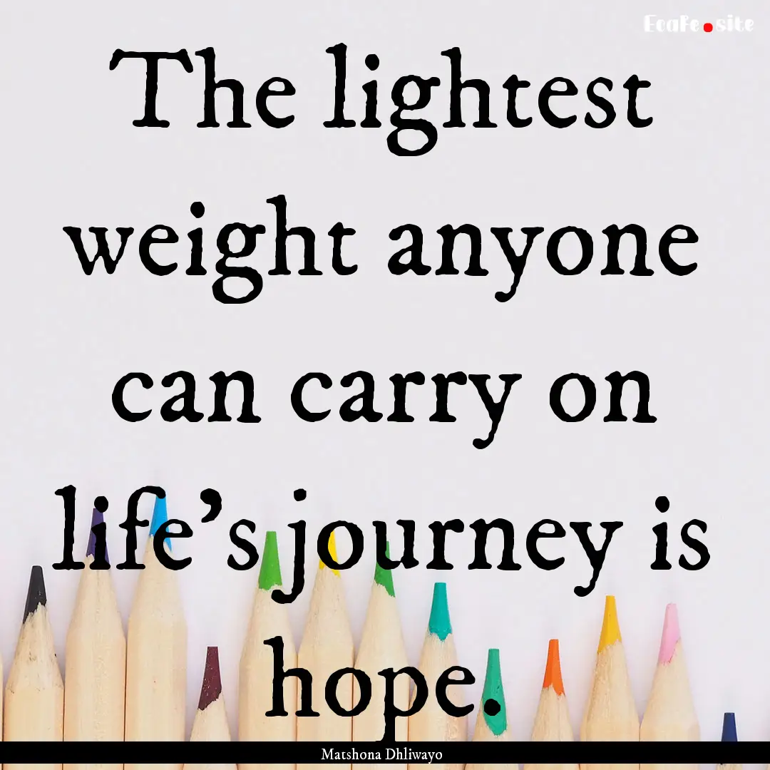 The lightest weight anyone can carry on life’s.... : Quote by Matshona Dhliwayo