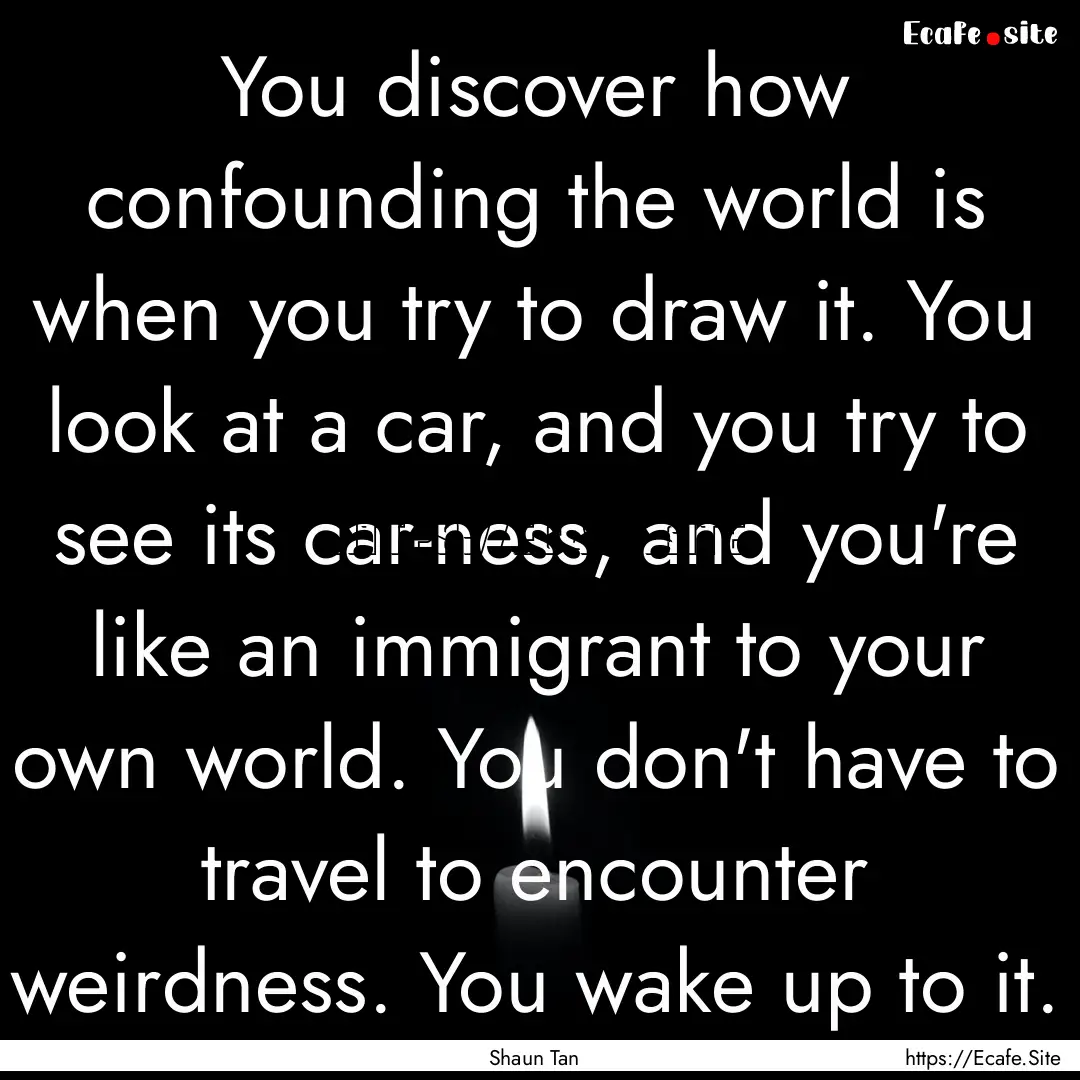 You discover how confounding the world is.... : Quote by Shaun Tan