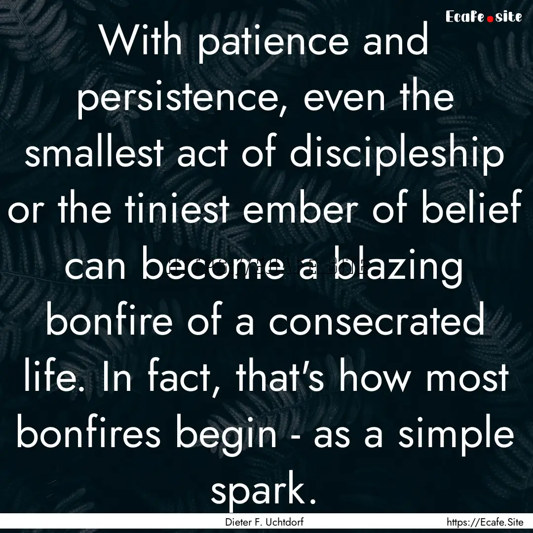 With patience and persistence, even the smallest.... : Quote by Dieter F. Uchtdorf