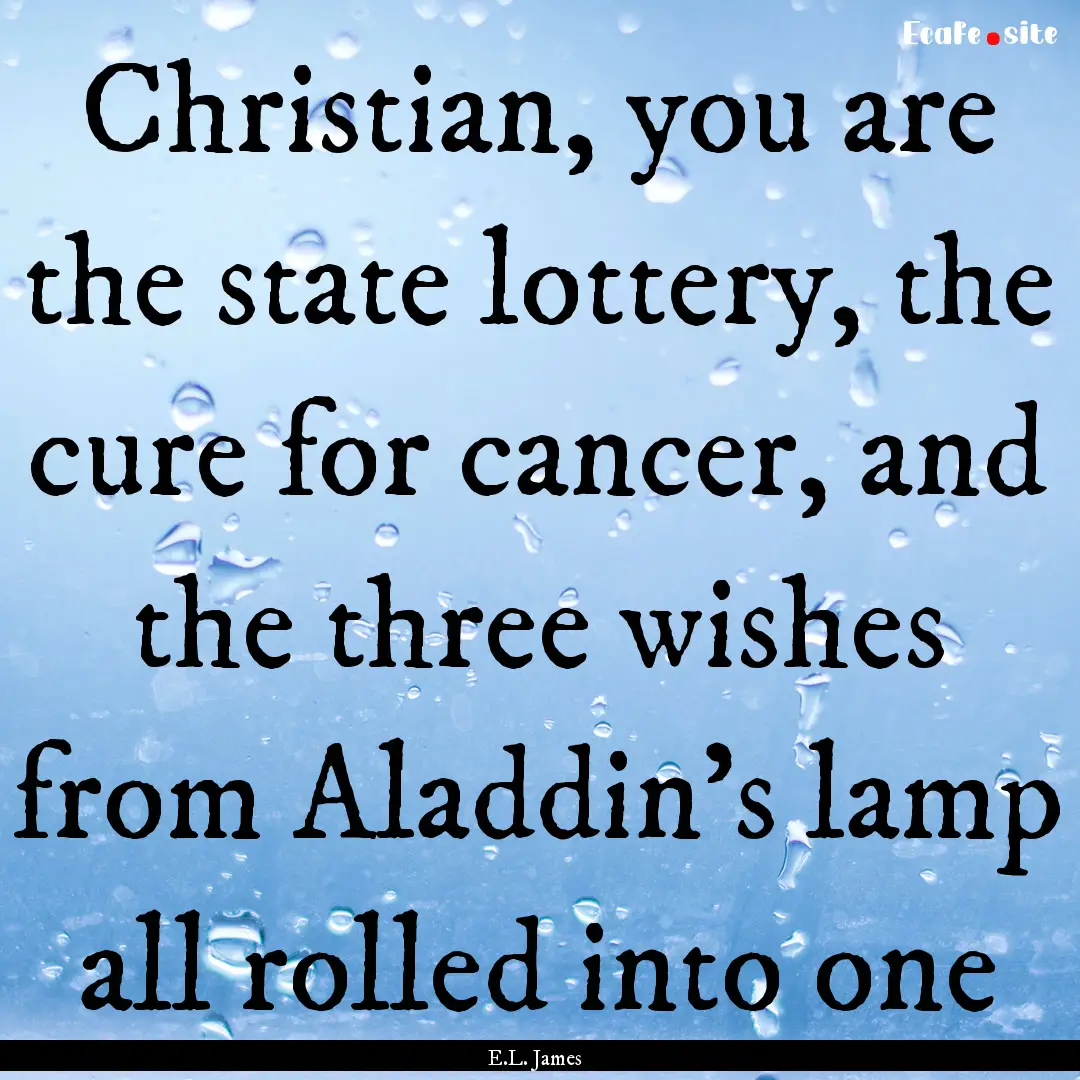 Christian, you are the state lottery, the.... : Quote by E.L. James