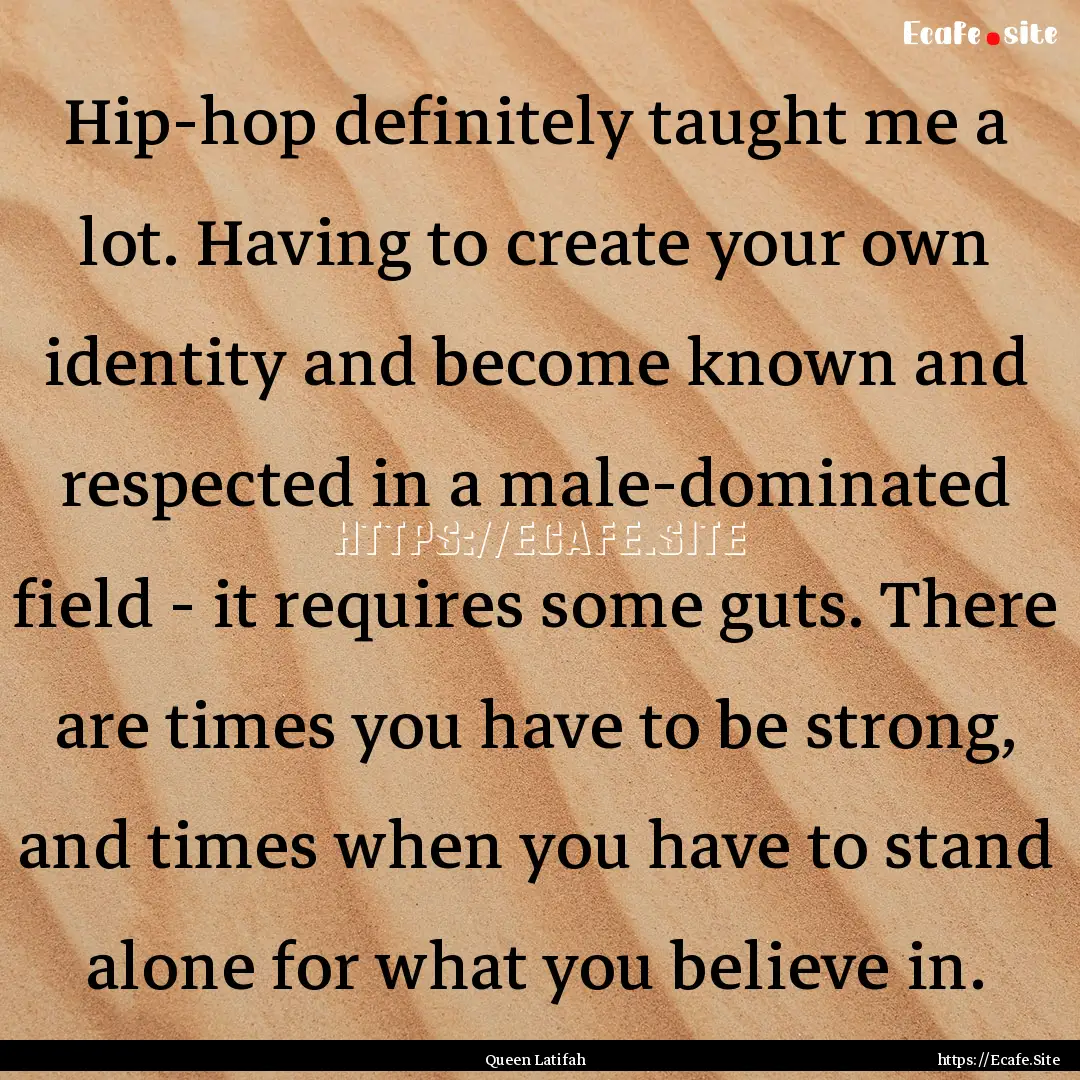 Hip-hop definitely taught me a lot. Having.... : Quote by Queen Latifah