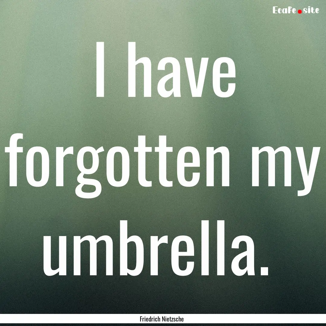 I have forgotten my umbrella. : Quote by Friedrich Nietzsche