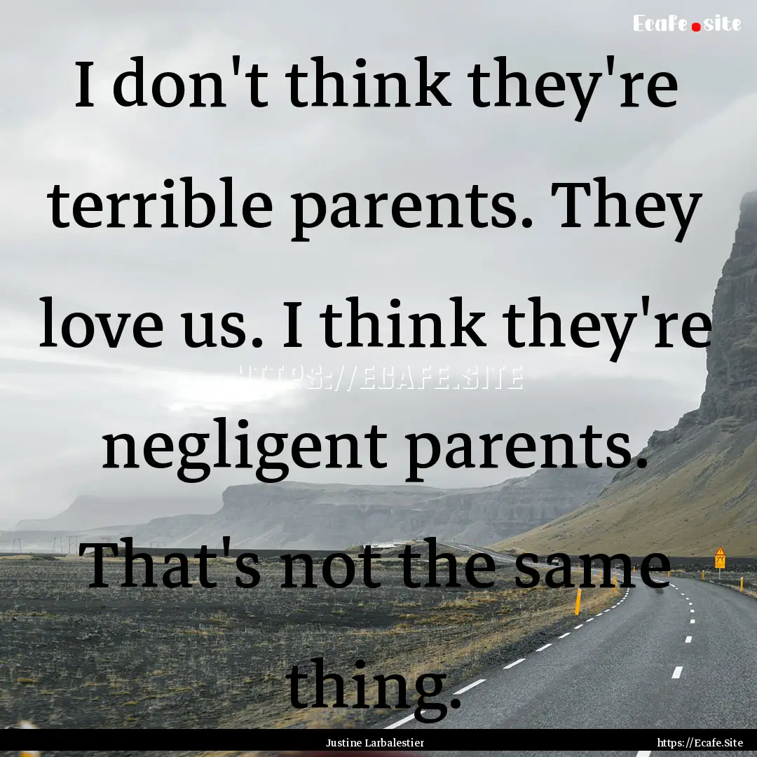 I don't think they're terrible parents. They.... : Quote by Justine Larbalestier